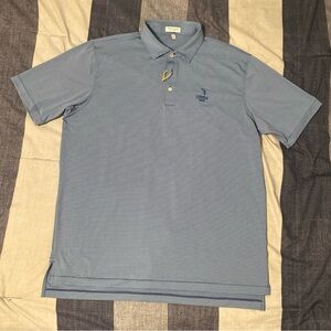 NWOT Peter Millar Pinehurst 1895 Mens S/S Polo Shirt Sz XL Striped Blue
